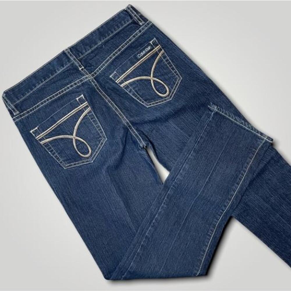 CALVIN KLEIN JEANS CLASSIC ICONIC DARK BLUE DENIM  JEANS MEDIUM 28 / 6 - Picture 5 of 9